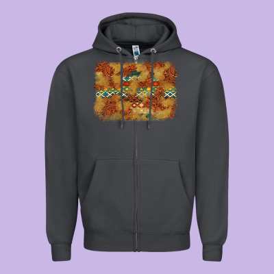 Aztec Background Pattern Western Zipper Hoodie Designed By Texasbilliewilder