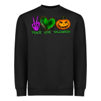 Black peace love halloween Heavyweight Sweatshirt - BundleAndBundleShop