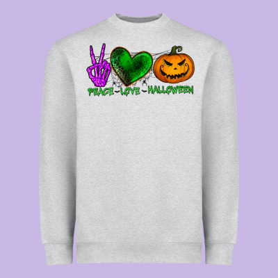 Peace Love Halloween Heavyweight Sweatshirt Designed By Bundleandbundleshop
