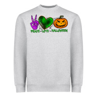 Heather Grey peace love halloween Heavyweight Sweatshirt - BundleAndBundleShop