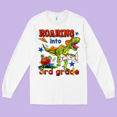 Roaring Into 3rd Grade Long Sleeve Tee Designed By Bundleandbundleshop