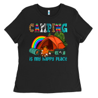 Black camping is my happy  place Ladies Tee - AdoDesignShop