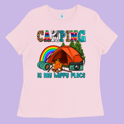 Camping Is My Happy  Place Ladies Tee Designed By Adodesignshop
