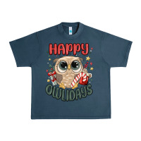 Midnight Navy happy owlidays Urban Heavy Tee - MaliasSmallBusiness