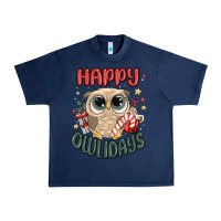 Navy happy owlidays Urban Heavy Tee - MaliasSmallBusiness