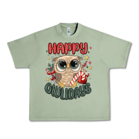 Oil Green happy owlidays Urban Heavy Tee - MaliasSmallBusiness