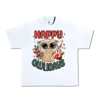 White happy owlidays Urban Heavy Tee - MaliasSmallBusiness