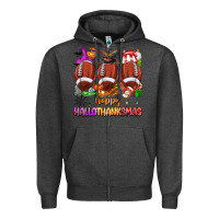 Charcoal Heather happy hallothanksmas football Zipper Hoodie - texasbilliewilder