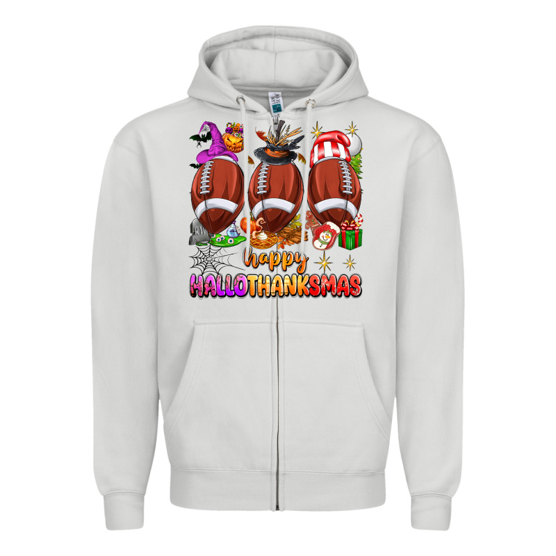 Happy Hallothanksmas Football Zipper Hoodie by texasbilliewilder | Teevron