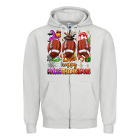 Dove Grey happy hallothanksmas football Zipper Hoodie - texasbilliewilder