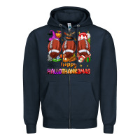 Navy happy hallothanksmas football Zipper Hoodie - texasbilliewilder