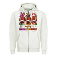 Oatmeal Heather happy hallothanksmas football Zipper Hoodie - texasbilliewilder