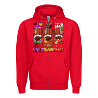 Red happy hallothanksmas football Zipper Hoodie - texasbilliewilder