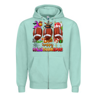 Seafoam happy hallothanksmas football Zipper Hoodie - texasbilliewilder