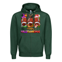 Sports Green happy hallothanksmas football Zipper Hoodie - texasbilliewilder