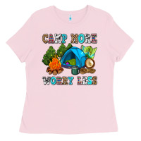 Bubblegum Pink camp more worry less Ladies Tee - AdoDesignShop