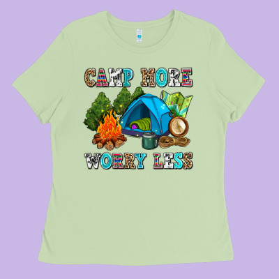 Camp More Worry Less Ladies Tee Designed By Adodesignshop