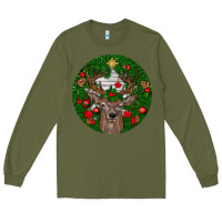 Army Green deer christmas Long Sleeve Tee - BundleAndBundleShop
