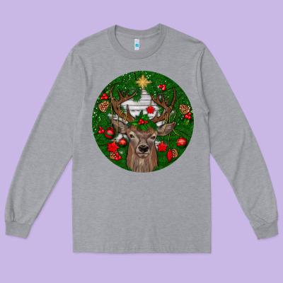 Deer Christmas Long Sleeve Tee Designed By Bundleandbundleshop