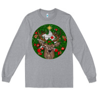 Heather Grey deer christmas Long Sleeve Tee - BundleAndBundleShop
