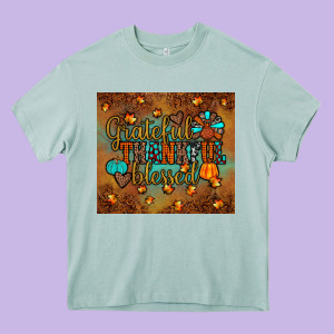 Grateful Thankful Blessed Turkey Heavy Core Tee Designed By Jahusdesignshop