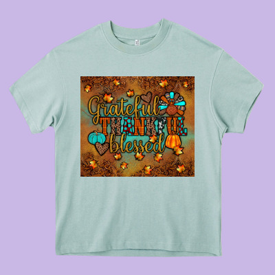 Grateful Thankful Blessed Turkey Heavy Core Tee Designed By Jahusdesignshop