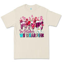 In October We Wear Pink Cancer Ribbon With Teeth Premium Tee | Teevron