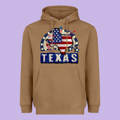 Texas 4th Of July Heavyweight Hoodie Designed By Cowgirlartshop