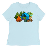 Baby Blue camp in the woods Ladies Tee - AdoDesignShop