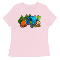 Bubblegum Pink camp in the woods Ladies Tee - AdoDesignShop