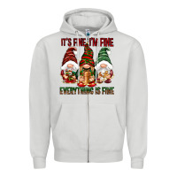 Dove Grey It's fine i'm fine everything is fine Zipper Hoodie - NancyCooperArtShop