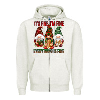 Oatmeal Heather It's fine i'm fine everything is fine Zipper Hoodie - NancyCooperArtShop