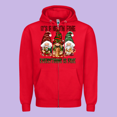 It's Fine I'm Fine Everything Is Fine Zipper Hoodie Designed By Nancycooperartshop
