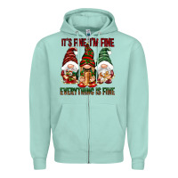 Seafoam It's fine i'm fine everything is fine Zipper Hoodie - NancyCooperArtShop