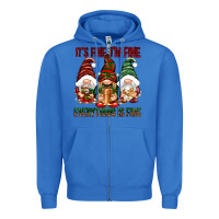 True Royal It's fine i'm fine everything is fine Zipper Hoodie - NancyCooperArtShop