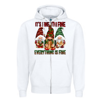 White It's fine i'm fine everything is fine Zipper Hoodie - NancyCooperArtShop