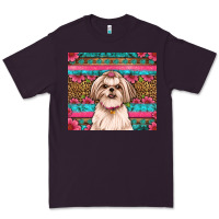 Plum shih tzu floral tumbler Premium Tee - Artiststas