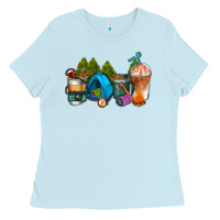 Baby Blue camp coffee cups ado Ladies Tee - AdoDesignShop