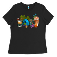 Black camp coffee cups ado Ladies Tee - AdoDesignShop