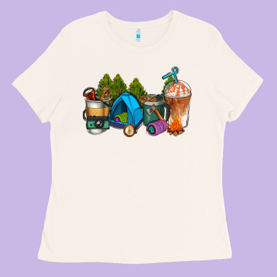 Camp Coffee Cups Ado Ladies Tee Designed By Adodesignshop