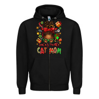 Black santas favorite cat mom Zipper Hoodie - texasbilliewilder