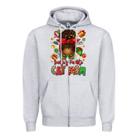 Heather Grey santas favorite cat mom Zipper Hoodie - texasbilliewilder