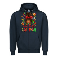 Navy santas favorite cat mom Zipper Hoodie - texasbilliewilder