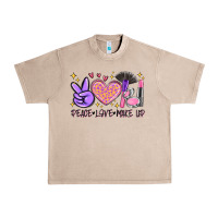 French Oak peace love make up Urban Heavy Tee - MaliasSmallBusiness