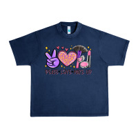 Navy peace love make up Urban Heavy Tee - MaliasSmallBusiness