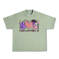 Oil Green peace love make up Urban Heavy Tee - MaliasSmallBusiness