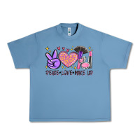 Pebble Blue peace love make up Urban Heavy Tee - MaliasSmallBusiness