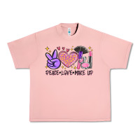 Salmon peace love make up Urban Heavy Tee - MaliasSmallBusiness