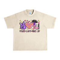 Sandshell peace love make up Urban Heavy Tee - MaliasSmallBusiness