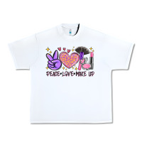 White peace love make up Urban Heavy Tee - MaliasSmallBusiness